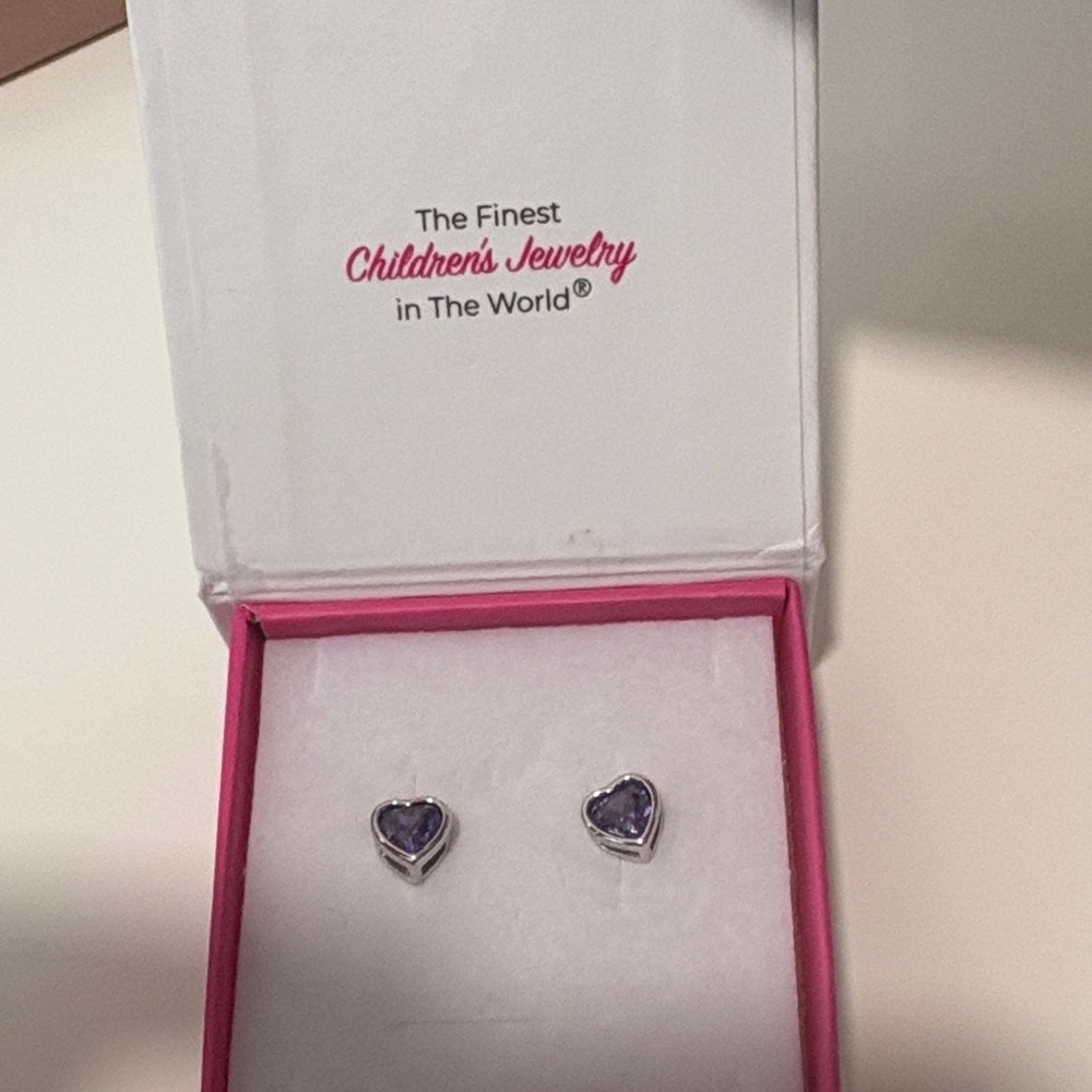 Heart-Shaped Purple screw back Earrings